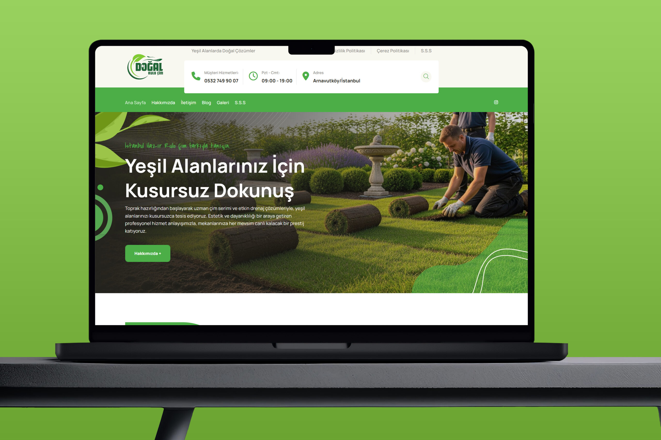 Doğal Rulo Çim Web Sitesi Önizlemesi