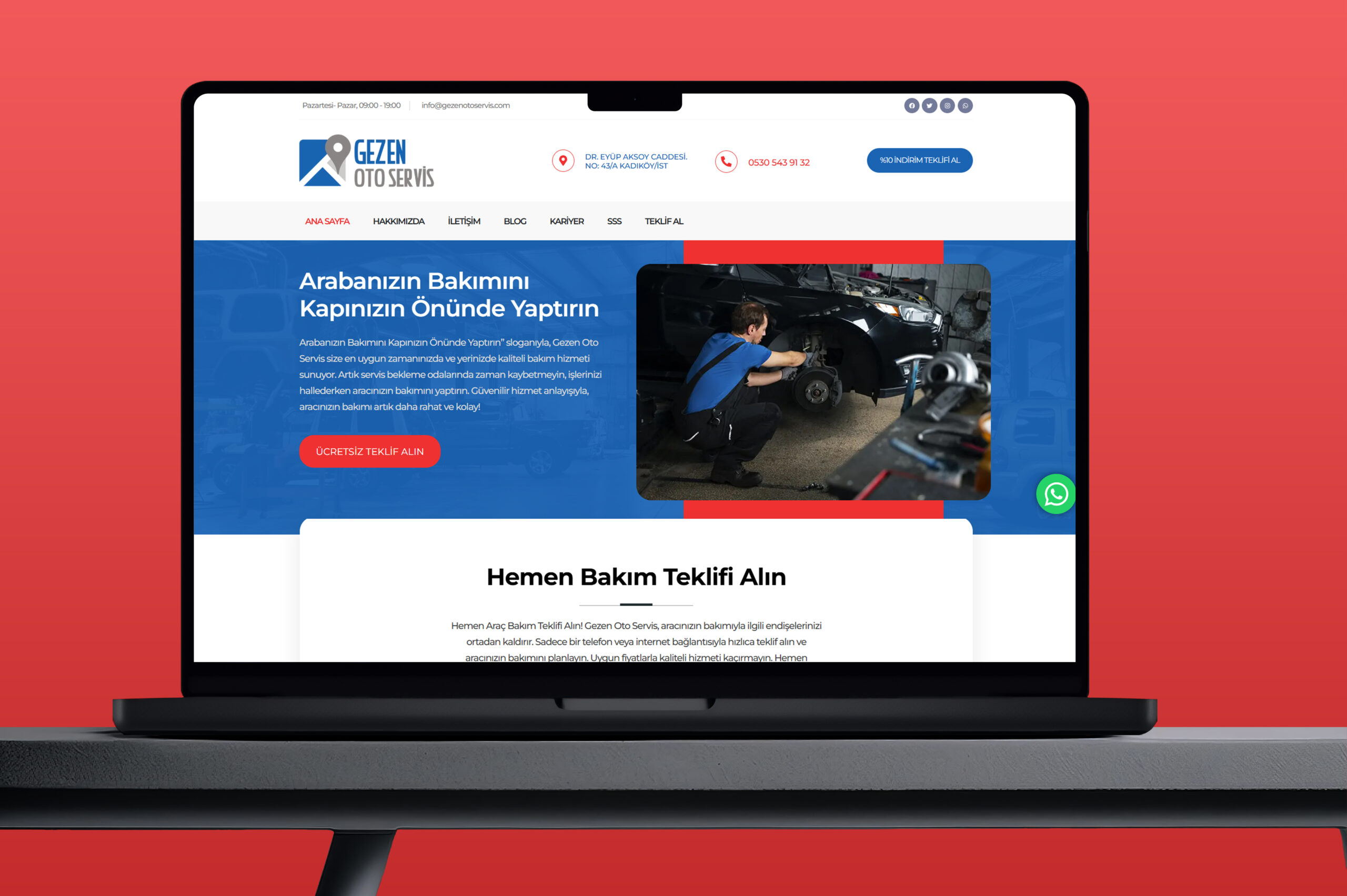 Gezen Oto Servis Web Sitesi Önizlemesi